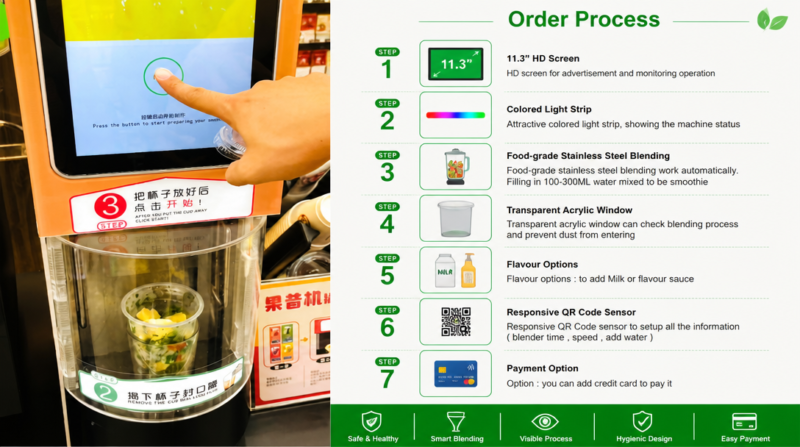 7/11 Automatic Smoothie Maker Fresh Fruits with SDK Function Smoothie Vending Machine